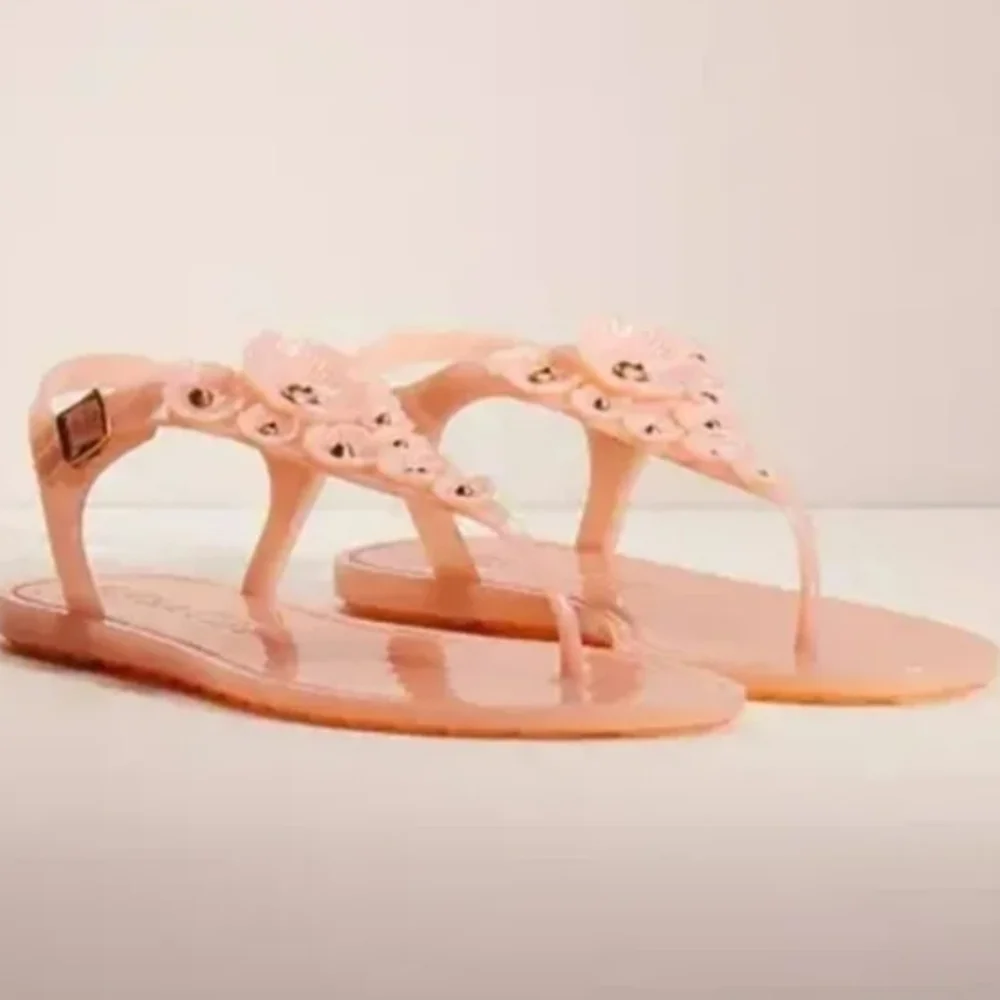Coach Peach Sandals with Floral Accents